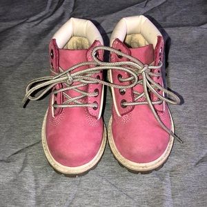Pink and White Toddler Timberland Boots
